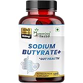 Humming Herbs Sodium Butyrate+ Capsules – 4-in-1 Digestive Support with L-Glutamine + Prebiotic Inulin + Probiotic Blend (10 Billion CFU) – 120 Vegetarian Capsules