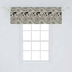 Ambesonne Travel Window Valance, Vintage Pattern