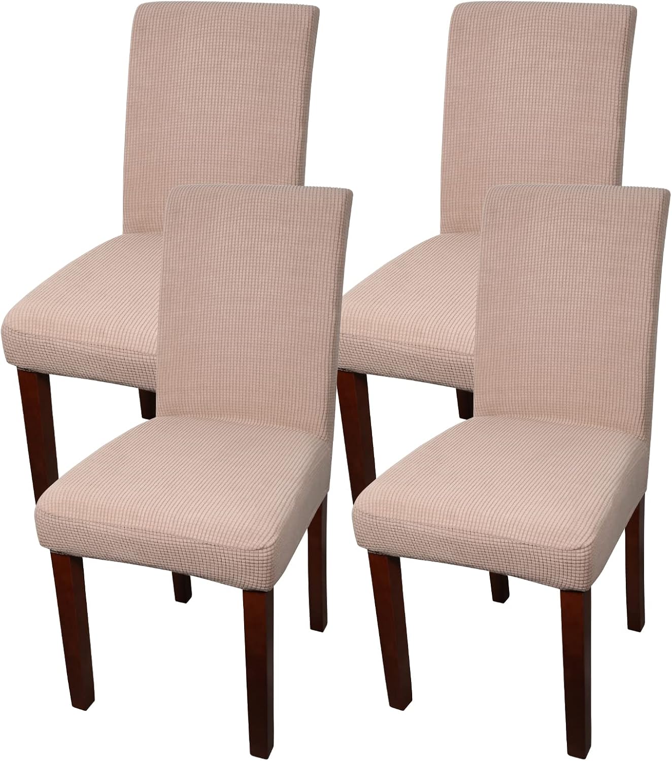 Slipcovers - trusir Chair Covers for Dining Room Set of 4, Stretch Chair Slipcover Kitchen Chair Protector for Dining Covers (Khaki,4Pack)