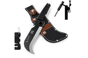 THRWCLUB Billhook Sickle Machete, 12.2" Sharp Machette for Yard Work, Machete for Cutting Trees Heavy Duty, Gardening Machetes with No-Slip Rubber Handle, Sickle Knife Billhook Machetes for Grass,