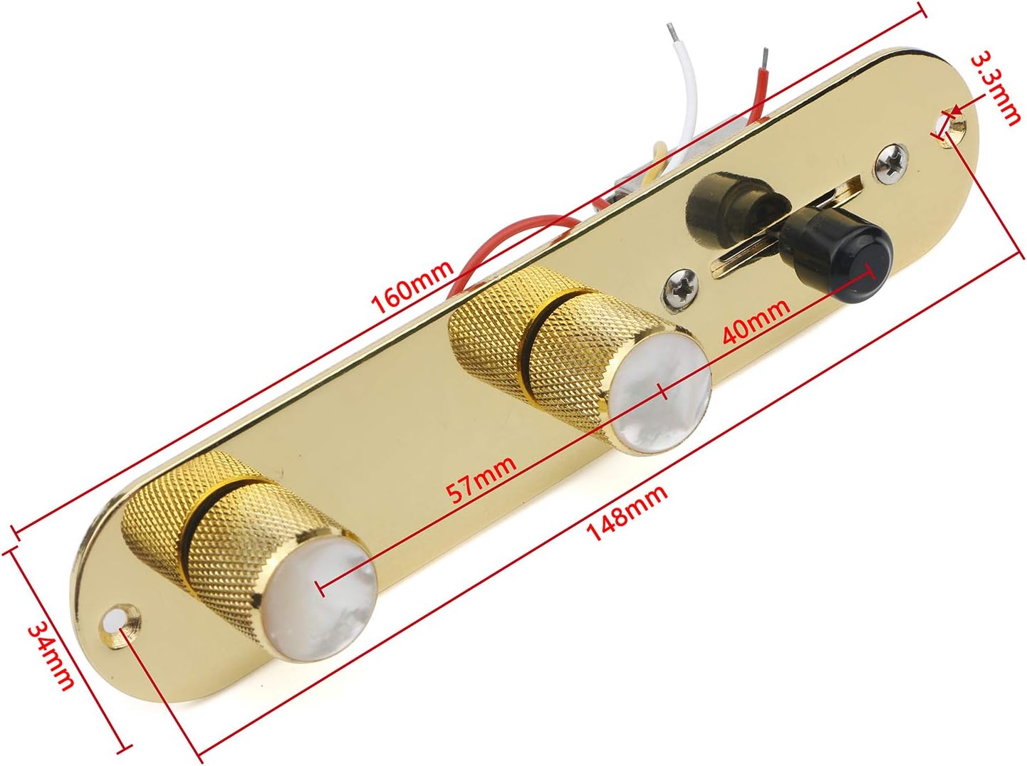 Unxuey Guitar Gold 3 Way Fully Loaded Control Plate Prewired Loaded Switch Wiring Harness Knobs for Fender Tele Telecaster Electric Guitar - Image 3