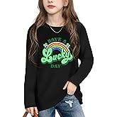 Ithalt Kids St. Patrick's Day Shirts Girl Shamrock Graphic Shirts St Patty's Lucky T-Shirt Irish Long Sleeve Tops 5-14y