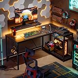 Bestier 132.5CM L-Shaped Desk Carbon Fibre Surface 3 Power USB Ports view 8