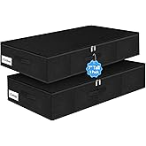 boailydi Under Bed Storage Bags with Zipper, 7 Inch Tall Underbed Storage Containers with Rigid Sides & Bottom,30x15x6.7 Inches, Large Clothes Organizer Box for Bedroom, Dorm, Couch, Black