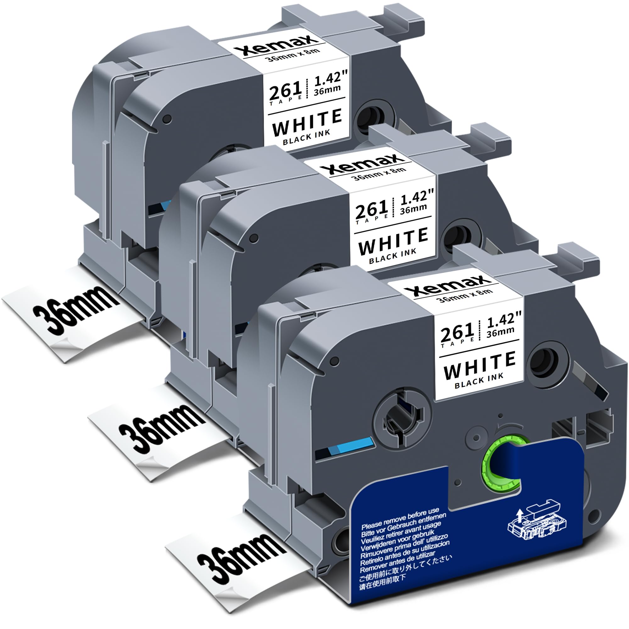 3X XemaX Label Tape Replacement for Brother Tze-261 TZ-261 TZe261 36mm Tze Black on White Laminated Cassette Tape Compatible for Brother PT-3600 PT-550 PT-P900W PT-9500PC PT-D800W PT-P950NW