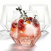 Maaacute 40 Pcak Plastic Stemless Wine cocktail Whiskey Champagne Glasses, 12 Oz Disposable Clear Unbreakable Cups for Party Bars Wedding Tasting (Diamond-shaped)
