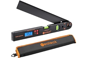 Neoteck Aluminum Digital Angle Finder Protractor 225° 16 inch Backlit LCD Digital with Horizontal and Vertical Bubble - Black