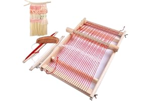KISSBUTY Wooden Multi-Craft Weaving Loom Large Weaving Frame to Handcraft for Kids and Beginners, 9.9 by 15.7 by 1.3 Inches (Wooden)
