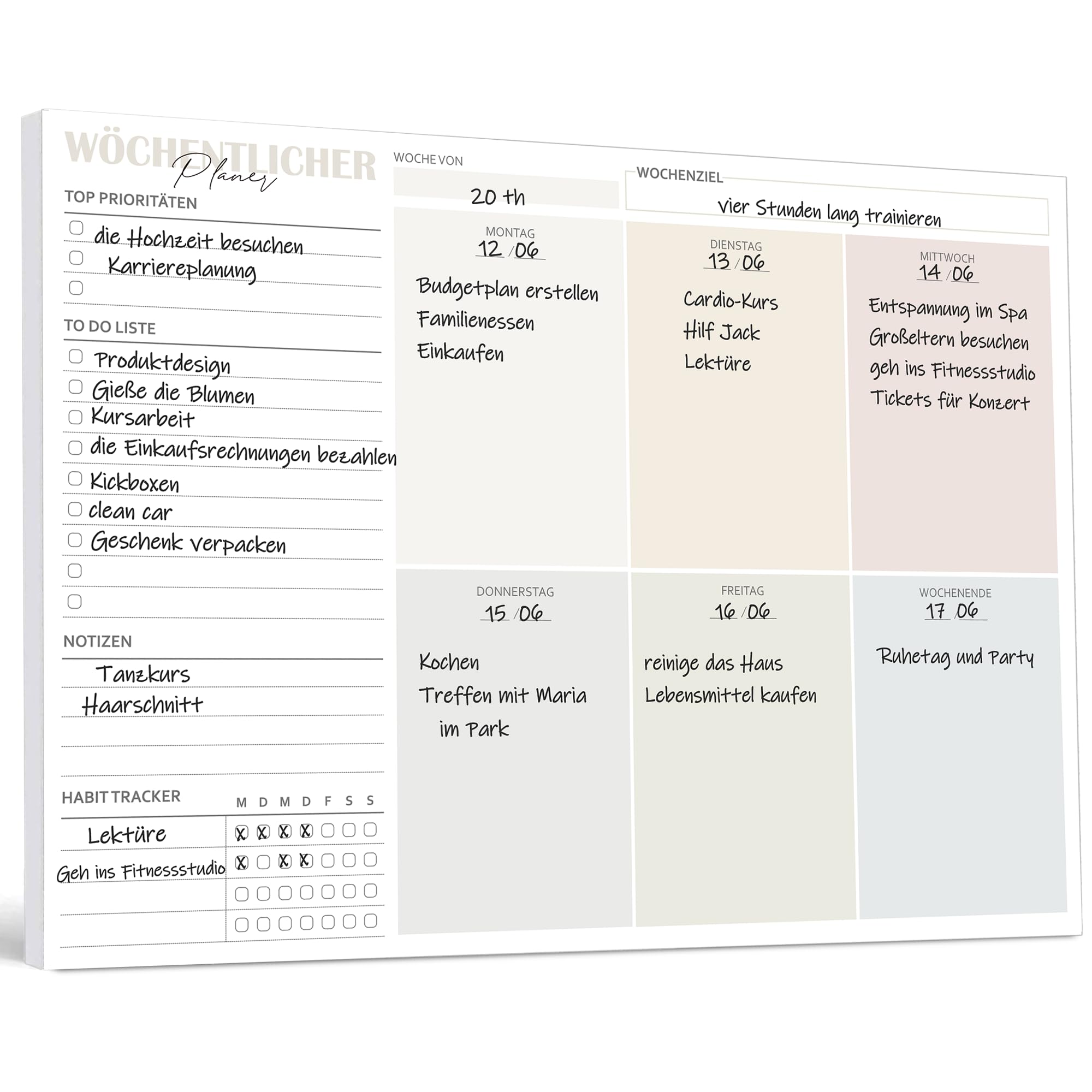 BIROYAL Weekly Planner Pad A4 without Fixed Date (50 Pages), Desk Pad with ToDo List, Weekly Calendar Week Planner with Weekly Overview & Habit Tracker for Appointments, Tasks & Notes