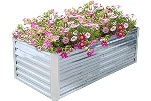 FORTUNO 6x3x2FT High Galvanized Raised Garden Bed Box 71"x35.5"x22.4", Large Metal Outdoor Flower Bed Steel Patio Ground Planter for Planting Vegetables and Herbs, Silver