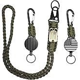 KINBOIN Heavy Duty Retractable Keychain - USA Flag Braided Paracord Lanyard, ID Badge Clip Reel, Necklace Keychains for Travel Work