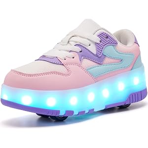 Joyfultime LED Roller Skate Shoes Kids Girls Boys Light Up Wheels Sneakers | LED Sneakers, Detachable Wheels, Fashion Wheeled