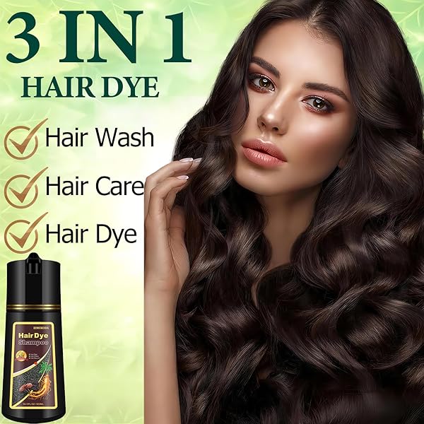 NCEPROHR DARK BROWN HAIR COLOR SHAMPOO 3 IN 1 FOR GRAY HAIR-HERBAL DARK BROWN HAIR DYE SHAMPOO FOR WOMEN & MEN, INSTANT HAIR SHAMPOO EASY TO USE & LONG LASTING BROWN SHAMPOO 500ML (DARK BROWN)