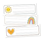 30 Name Tags for Classroom Cubbies, 3x9 in Rainbow