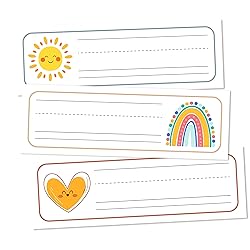 30 Name Tags for Classroom Cubbies, 3x9 in Rainbow