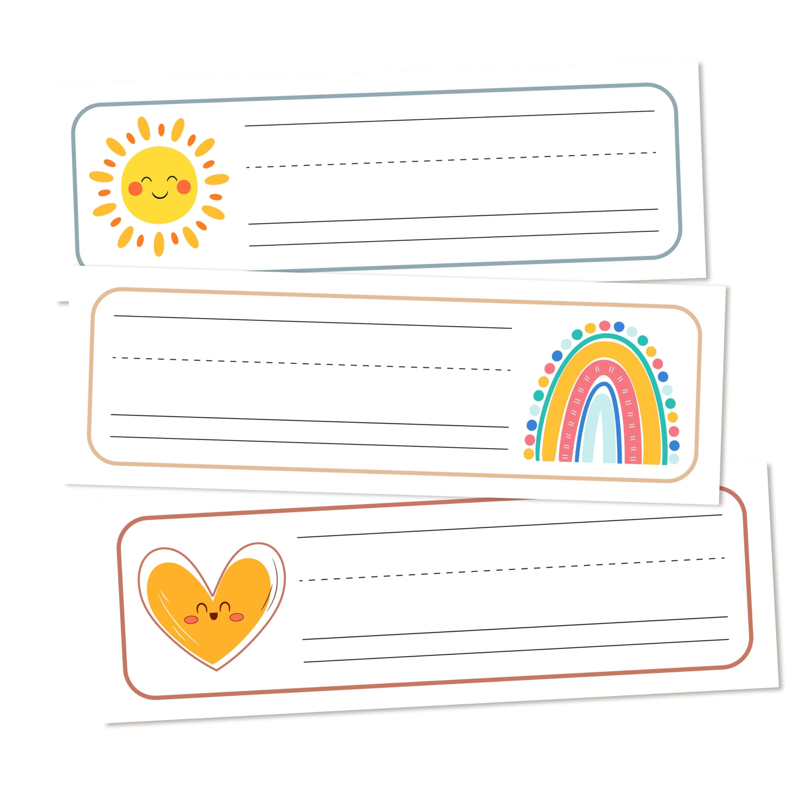 30 Name Tags for Classroom Cubbies, 3x9 in Rainbow