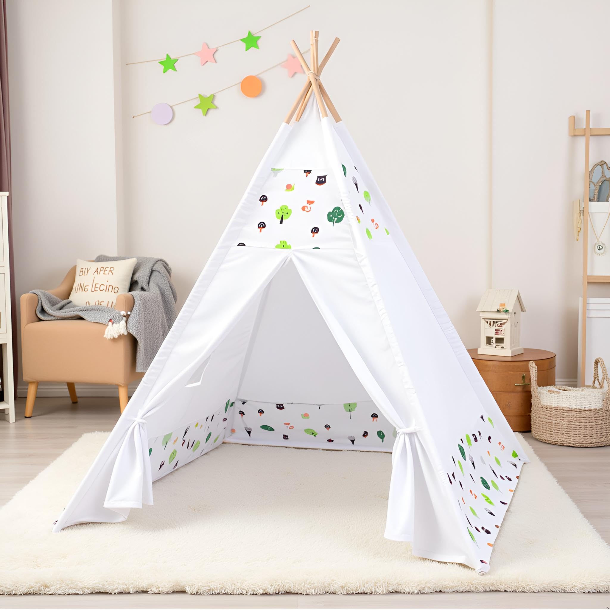 Benebomo Teepee,Foldable prop tent,Play tent,India wigwam tent garden Indoor Outdoor prop Playhouse