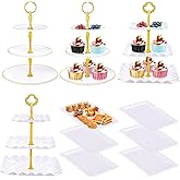 EUSOAR Cupcake Stand, 10pcs Plastic Cake Display Stands Set, 3 Tier Serving Tray Dessert Table Display Set, Cup Cake Tower Stand Fruit Candy Dessert Trays For Wedding Baby Shower Tea Party Celebration
