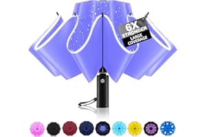 Trenovo Inverted umbrella, Windproof Travel Umbrella with Reflective Stripe, Reverse Compact Umbrella with Double Vented Canopy, Folding Portable Umbrella, Auto-open & Close Upside Down Umbrella