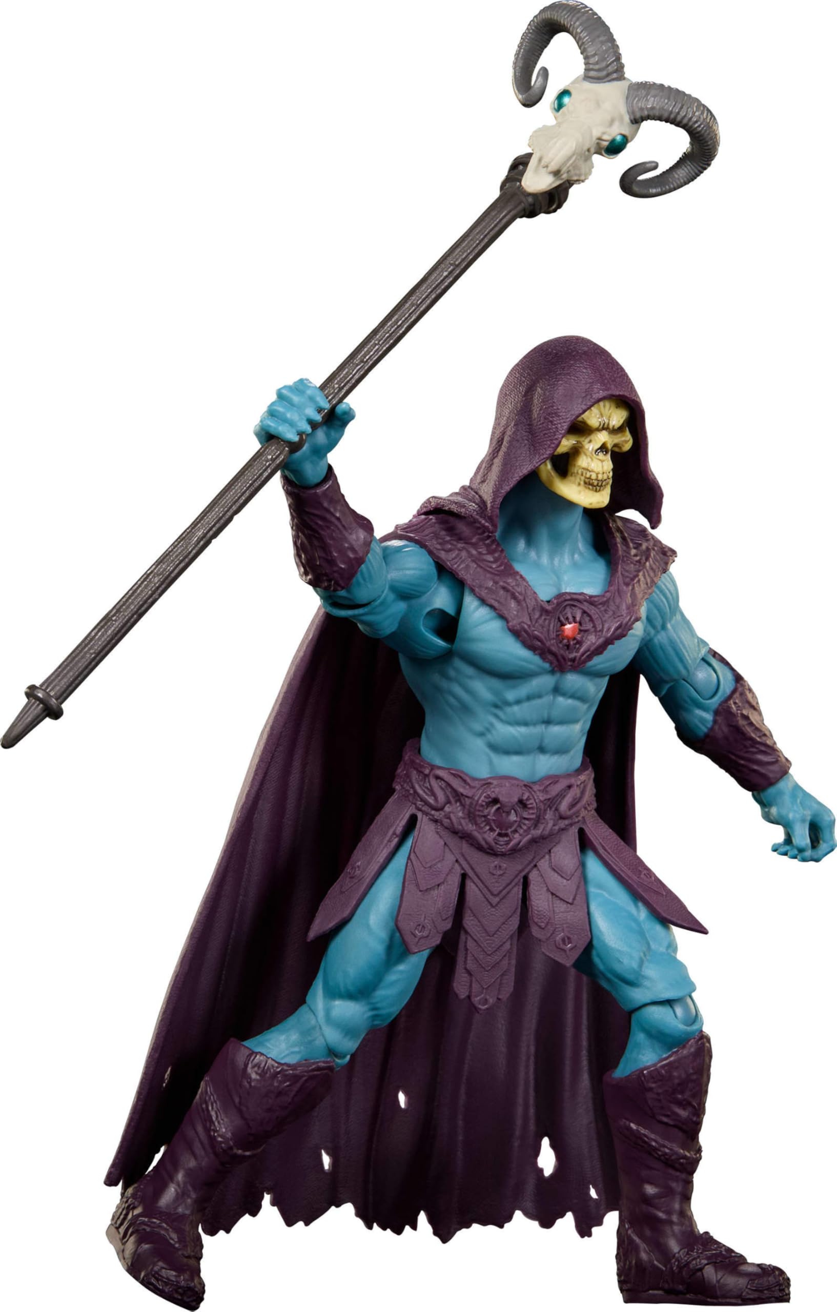 Masters of the Universe Film Skeletor, ca. 14 cm große Bösewicht-Actionfigur, detailgetreu, 14 bewegliche Gelenke und Widderkopf-Havoc-Stab, JKH92 4