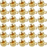 Beebeecraft 60Pcs Crimp Beads for Jewelry Making 18K Gold Plated Round Column Spacer Beads Metal Beading Stopper Crimp Charms for Bracelet Necklace End Accessories