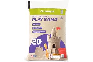 Sun Joe Silica Play Sand for Sandbox, Sensory Table & Garden Spaces, Ultra Fine, 20 Lb Bag - Indoor and Outdoor Natural Craft Accessory for Molding, Digging, Sculpting and Gardening, PLYSAND20