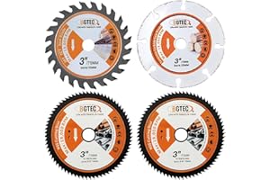 BGTEC Circular Saw Blade - 4PCS 3" Cutting Dics Arbor 3/8" for Wood Plastic Metal Steel