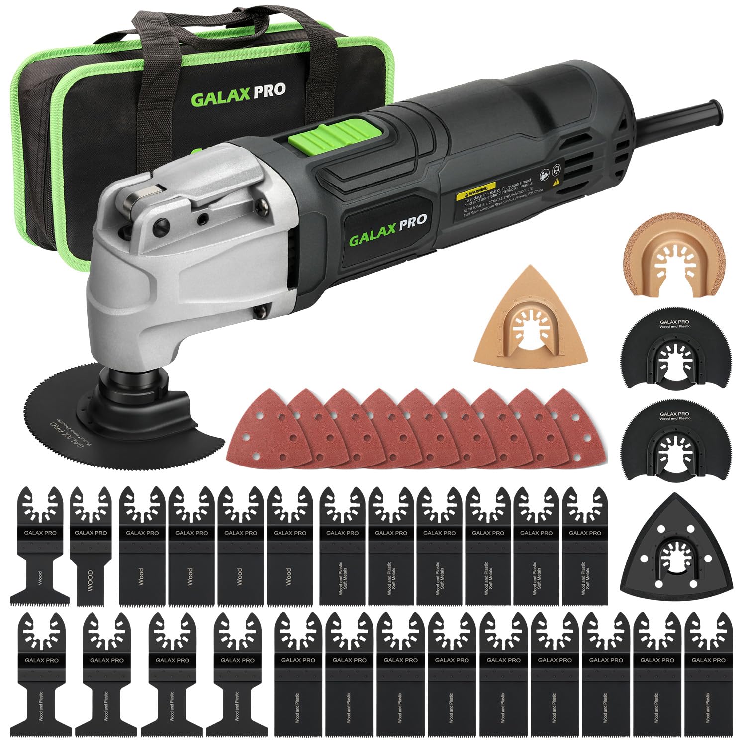 GALAX PRO 260W Oscillating Tool, 6 Variable Speed 15000-22000 OPM Oscillating Multi-Tool Kit, Quick-Lock Accessory Change, Oscillating Angle:3°, 40pcs Accessories with Carry Bag