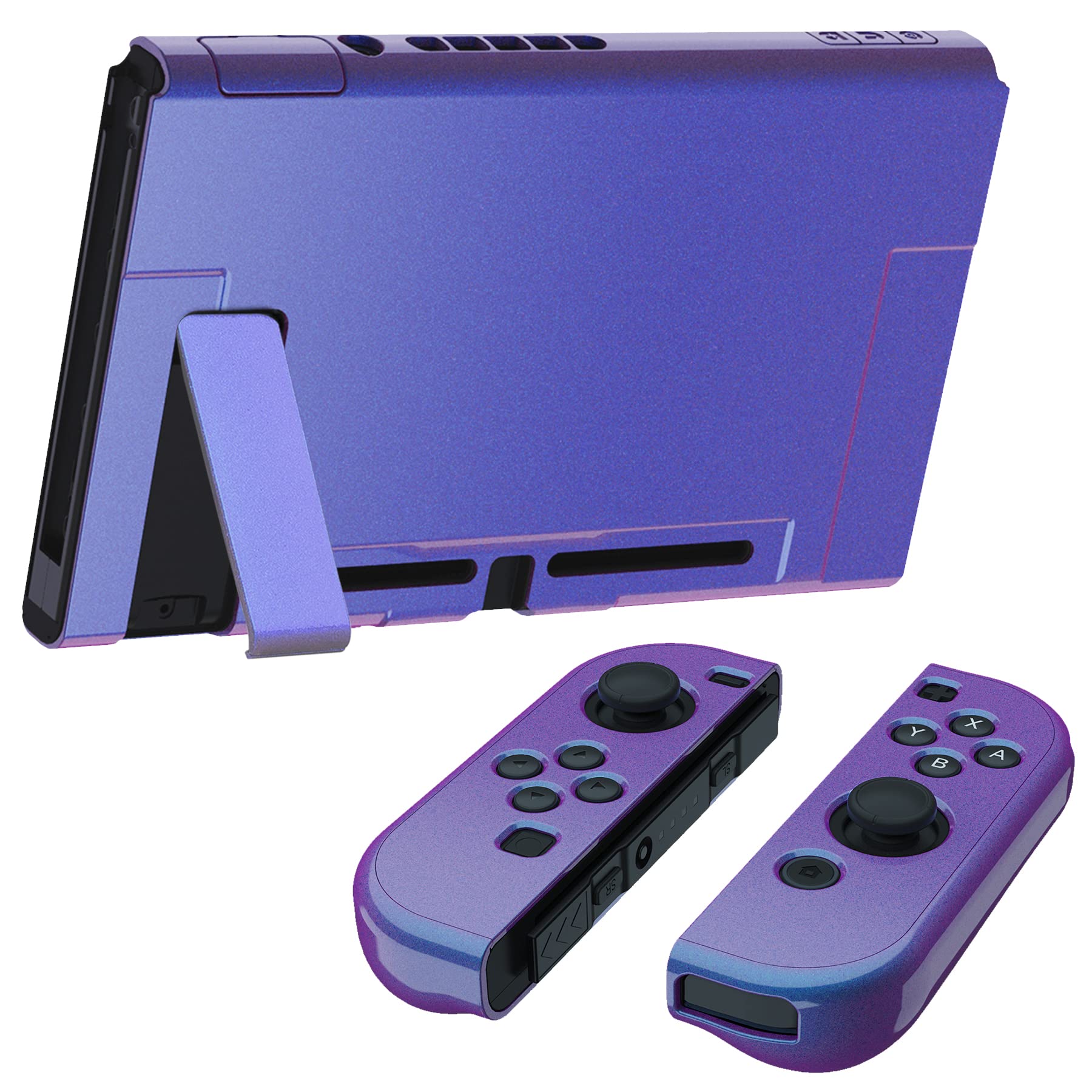 PlayVital Ergonomic Grip Case for Nintendo Switch, Upgraded Protective Hard Case Protector for Switch - Shock-absorbent Anti-Scratch Dockable Durable Cover Game Accessories, Chameleon Purple Blue