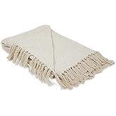 DII Chevron Throw Collection Handloomed Cotton, 50x60, Off-White