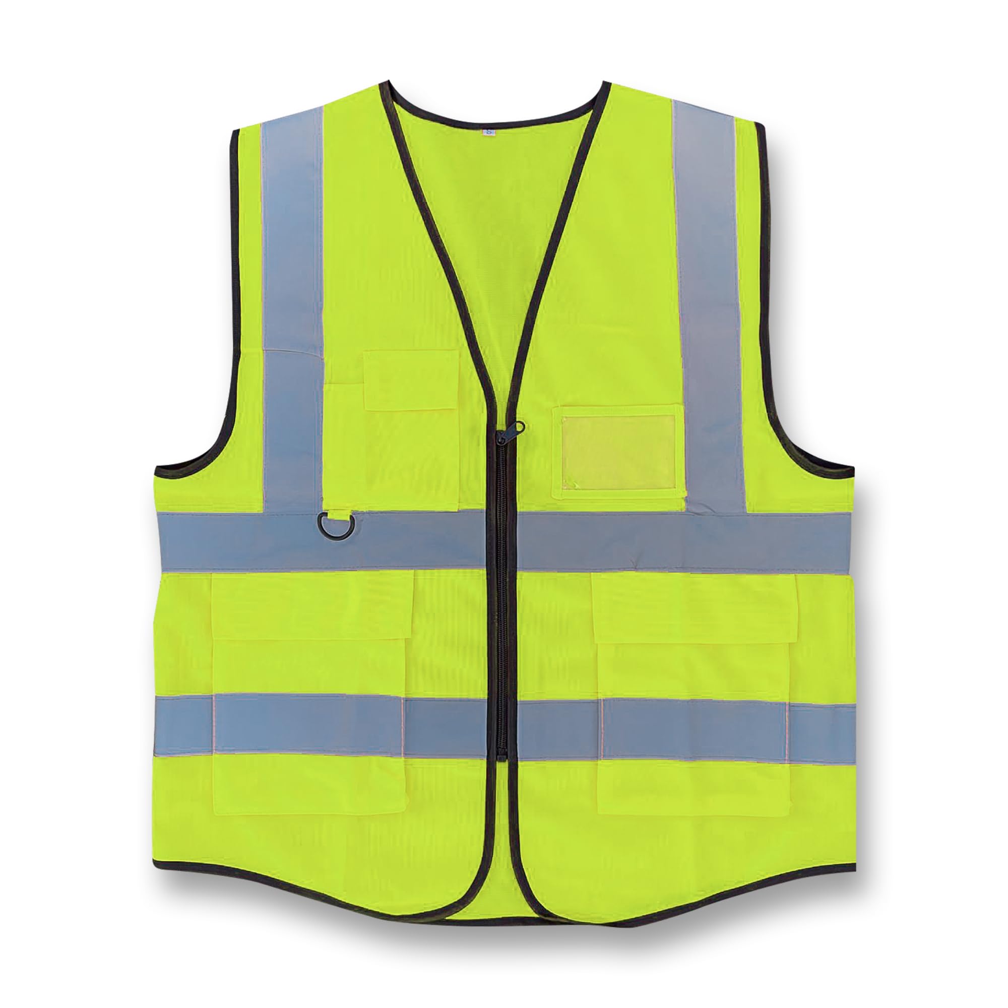 Vasego - Hi Visibility Executive Reflective Safety Vest for Men & Women with Multi pockets with zipper -Class 2 Utility High Viz vest for adults with reflective strips (Yellow, XXL)
