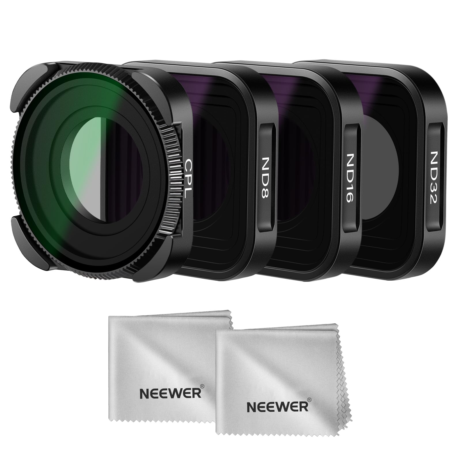 NEEWER ND Filter Set Compatible with GoPro Hero 13 12 11 10 9, 4 Pack (ND8 ND16 ND32 CPL) Multicoated HD Neutral Density Polarizer Action Camera Lens Filter Accessories Kit — image 1