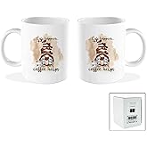 Vausart Gnome Coffee Mug, Humor Coffee Cup With Funny Saying-Life Happens Coffee Helps, Nice Gift for Families Colleagues & Friends, White