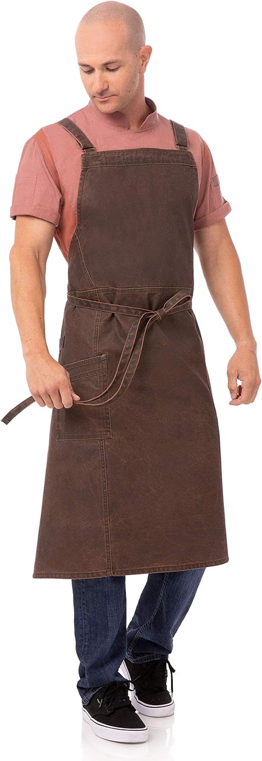 Chef Works Denver Chefs Cross-Back Bib Apron, Choc/Rust, One Size: Clothing