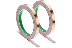Conductive Adhesive Copper Tape, 2 Pcs Conductives Copper Foil Tape, Adhesive Copper Tape with Single-Sided for Guitar, Stain