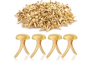 VARMDUKKE 240PCS Mini Brads Fasteners, 4.2 mm Metal Paper Clips for Crafts, Round Head Split Pins, Papers Brads, Paper Fasteners for Crafts - Gold