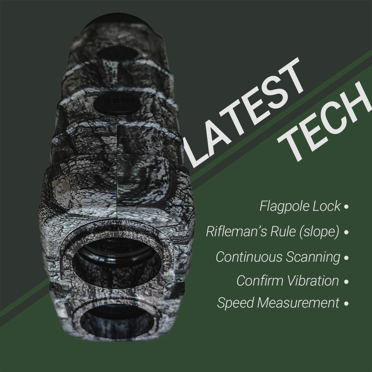 AILEMON 6X Laser Range Finder Rechargeable for Hunting Bow Rangefinder Distance Measuring Outdoor Wild 650/1200Y with Slop Flaglock High-Precision Continuous Scan (CAMO1) : Sports & Outdoors