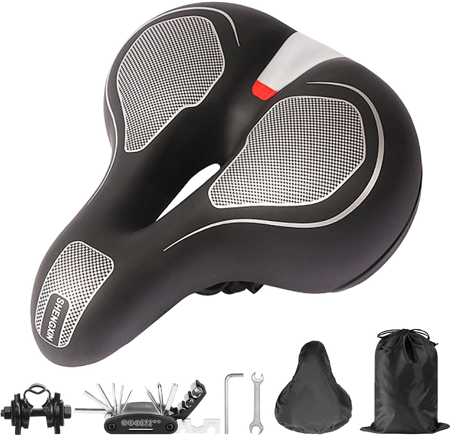Selle De Vélo,Mousse À Mémoire Creuse, Selle Large Avec Bande
