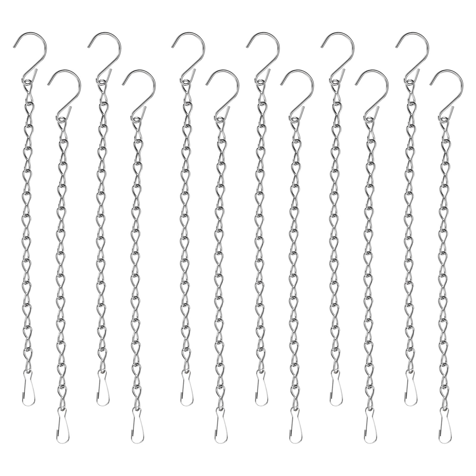 PATIKIL 12 Inch Hanging Chains, 12 Pcs Hanging Plants Basket Bird Feeder Wind Chimes Billboards Photo and Indoor and Outdoor Decor, Silver