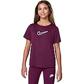 Nike Girls' One Fitted Dri-FIT Short-Sleeve Top T-Shirt (Large Swoosh Logo)