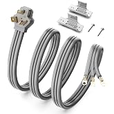 TOPDC 3 Prong Dryer Cord, 5FT 30A Pure Copper, NEMA 10-30P, ETL Listed | 125/250V 10 Gauge appliance cord with 3-wire eyelet connectors and pure copper conductors for dryer power hookups