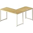 SHW Home Office 55"x60" Large L Shaped Corner Desk, Oak