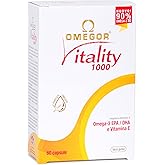 OMEGOR Omega 3 Fish Oil Supplement IFOS Certified Vitality 1000 with 800mg EPA and DHA per Capsule - No Fishy Aftertaste, Non-GMO (60 Softgels)