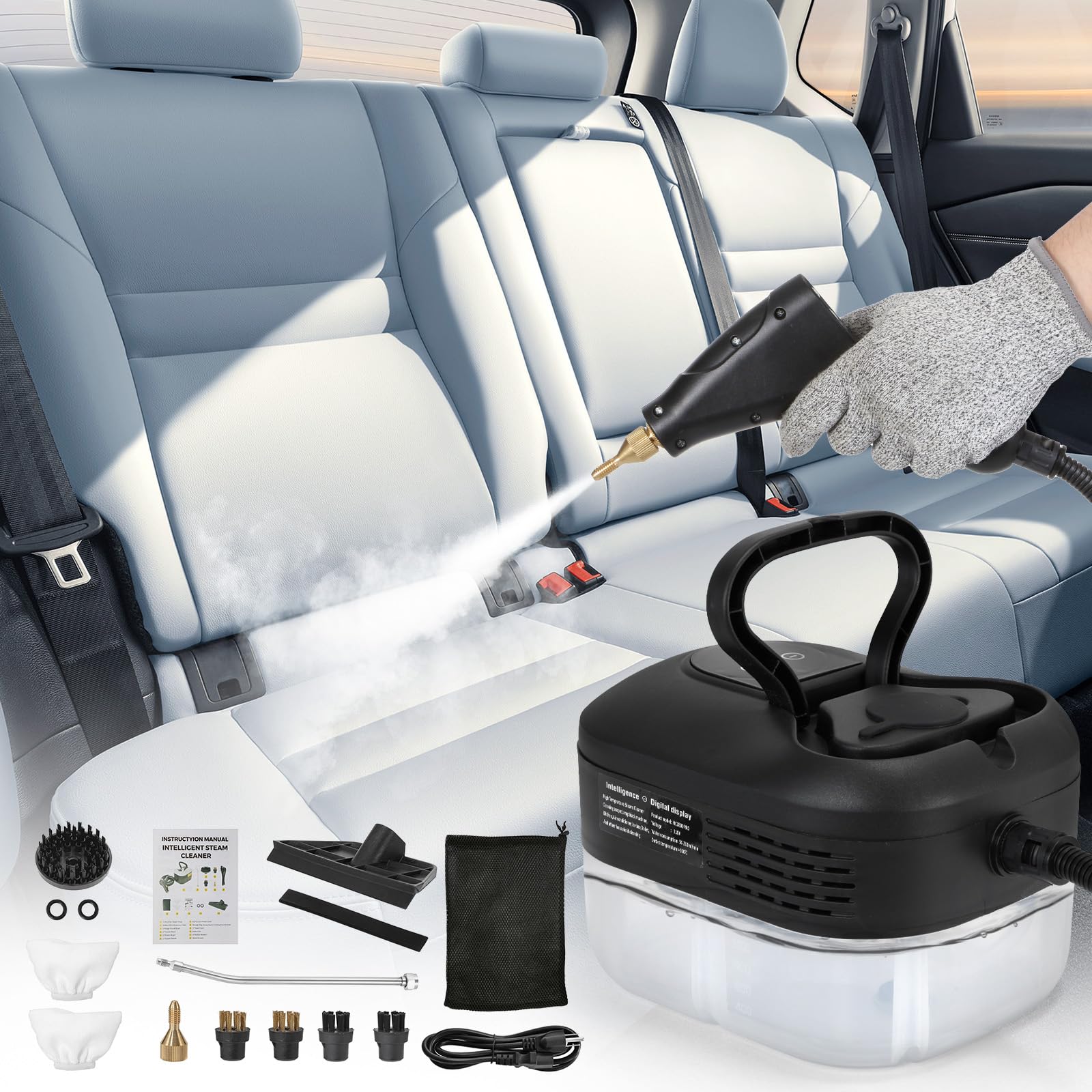 Photo 1 of BEAMNOVA Steam Cleaner for Car Detailing 1.2L (41oz) Water Tank Portable Handheld Steamer for Cleaning Steam Gun High Pressure Multipurpose Steam Machine, Black