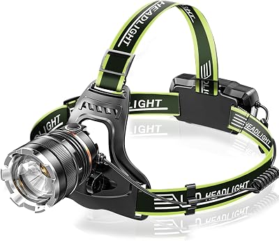 Sefitopher Head Torch Rechargeable Green 50000LM 6 Modes USB Waterproof