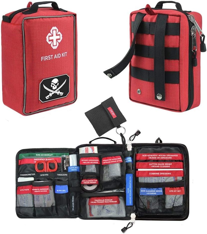 AIRSSON Survival Gear First Aid Kit Molle Medical Emergency Bag for Home School Car Office Sports Camping Hunting Outdoors Survival 2 Kinds to Choose