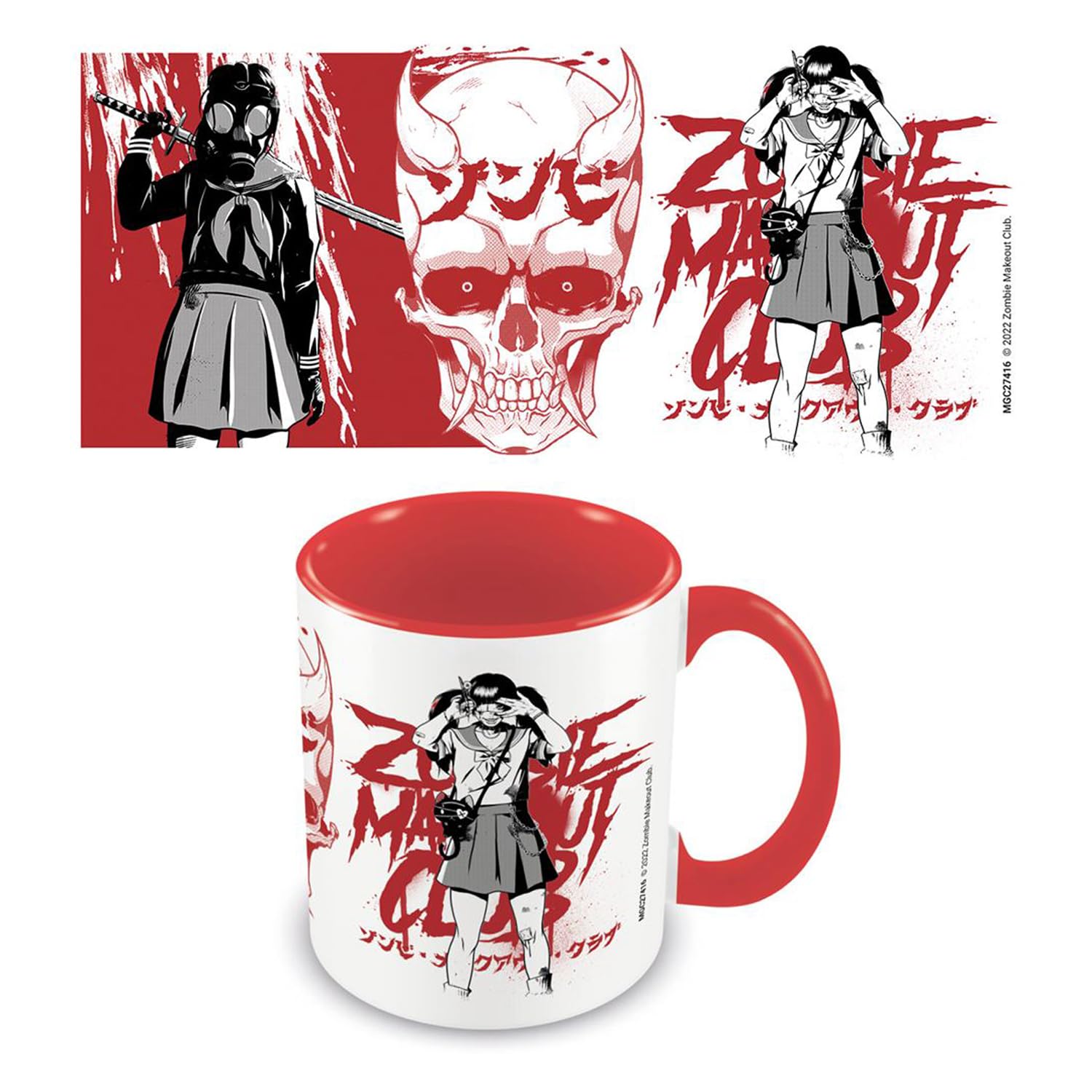 Pyramid International MGC27416 Zombie Makeout Club Ceramic White and Red Mug, Demon Skull Design, 11oz Capacity