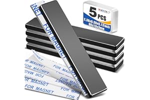 MIKEDE Neodymium Magnets, 5 Pack Black Super Strong Magnets Bar, Waterproof Heavy Duty Magnet with Adhesive Backing, Rare Earth Small Magnet Strips for Fridge, DIY, Craft, Science - 60x10x3 mm