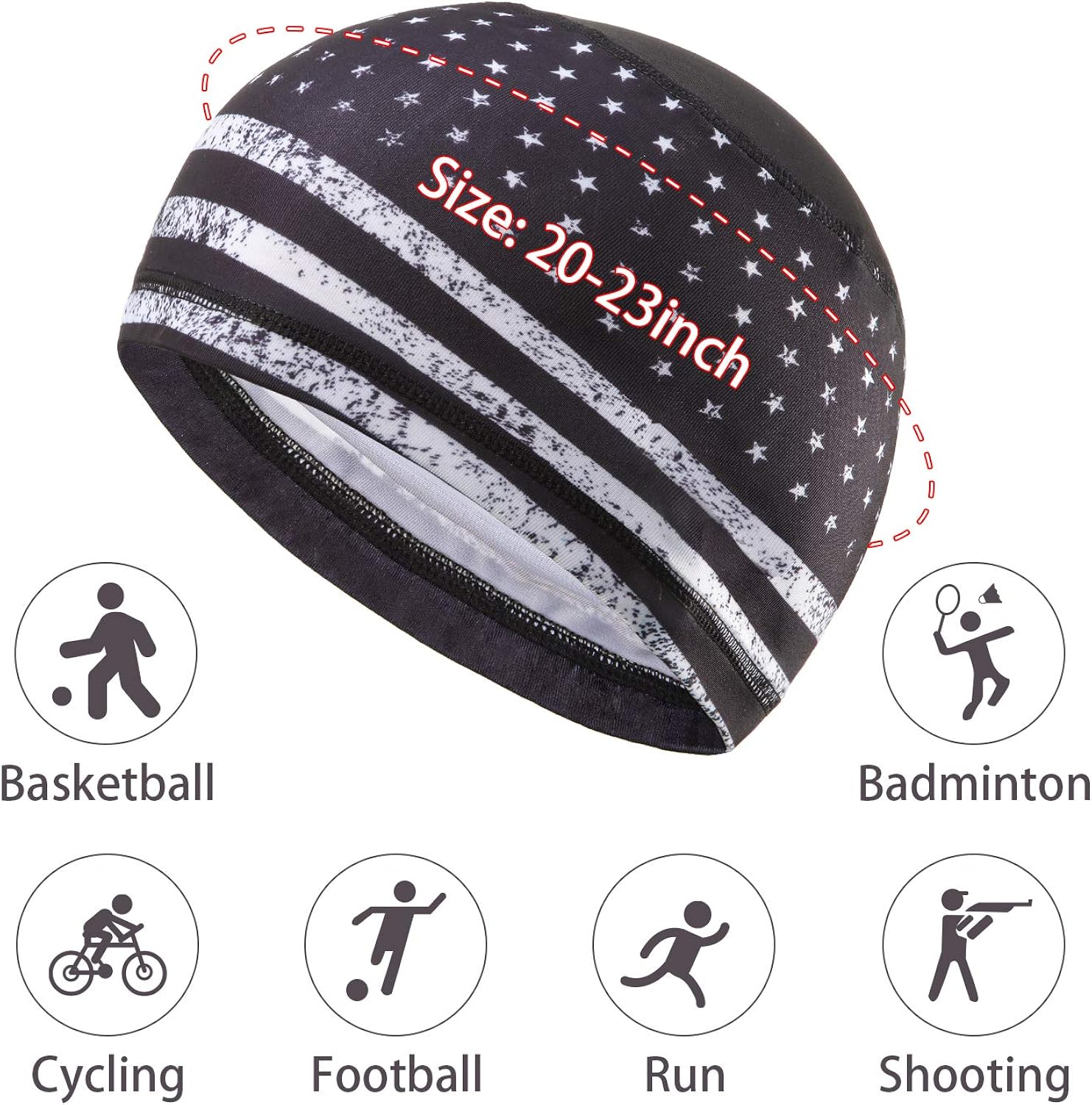 6 Pieces Skull Cap Running Hats Sweat Wicking Hats Cooling Beanie Cap Cycling Helmet Liner for Men and Women (Black, Blue, Grey): Clothing
