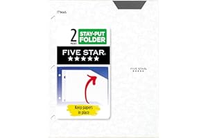 Five Star 2-Pocket Folder, Plastic Folder with Stay-Put Tabs, Fits 3-Ring Binder, Holds 8-1/2" x 11" Paper, White (333420I-ECM)